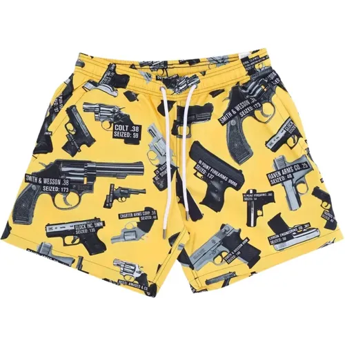 Black/Yellow Swim Shorts Elastic Waist , male, Sizes: XL, L - Propaganda - Modalova