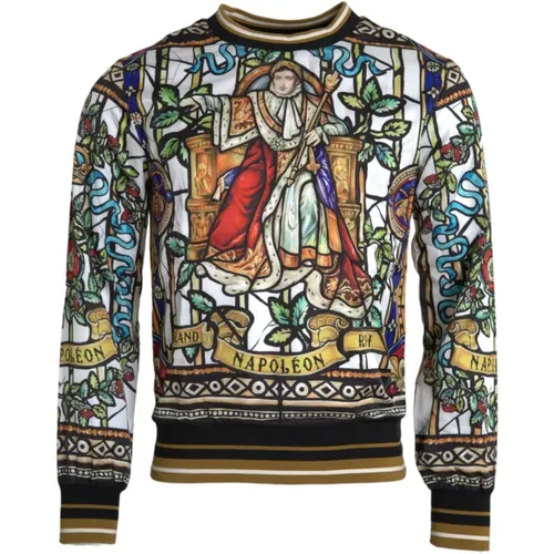 Napoleon Print Crew Neck Sweater , Herren, Größe: S - Dolce & Gabbana - Modalova