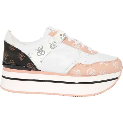 White Pink Platform Sneakers for Women , female, Sizes: 4 UK, 6 UK, 5 UK, 7 UK - Guess - Modalova