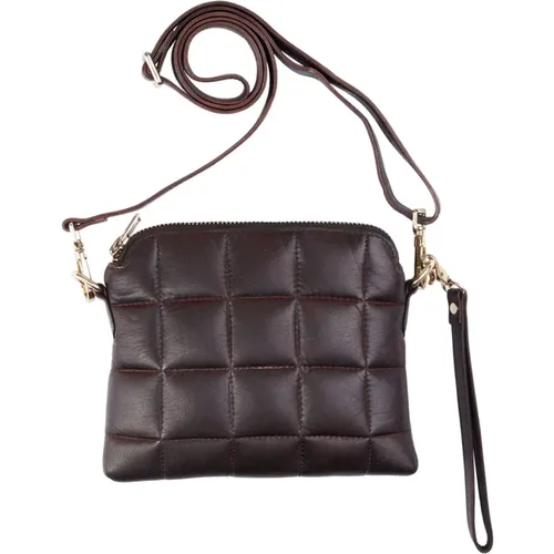 Quilted Leather Clutch Chocolate , female, Sizes: ONE SIZE - Btfcph - Modalova