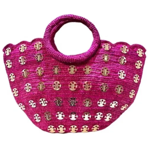 Luxury Raffia Basket in Vibrant Fuchsia , female, Sizes: ONE SIZE - Paco Rabanne - Modalova