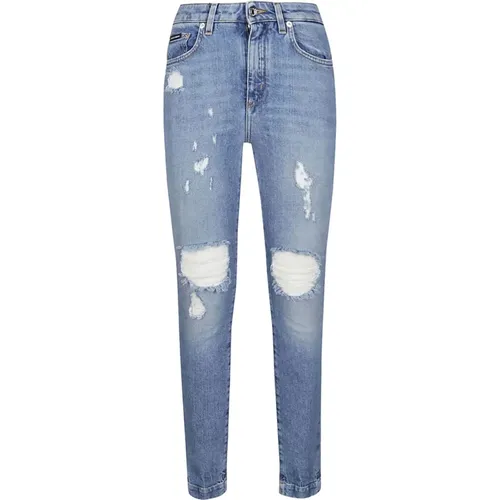 Audrey Denim Stretch Jeans with Rips , female, Sizes: M, S, XS - Dolce & Gabbana - Modalova