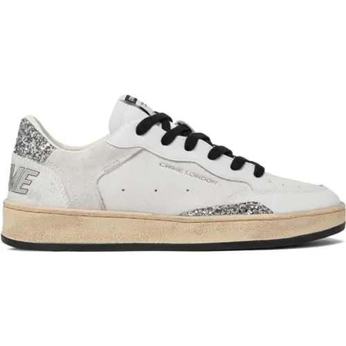 Leather Sneakers with Glitter Details , female, Sizes: 5 UK, 4 UK - Crime London - Modalova