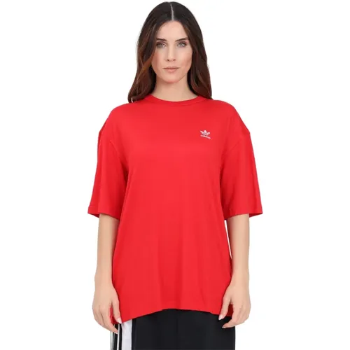 Scarlet Trefoil Tee Oversize Logo T-shirt , Damen, Größe: S - adidas Originals - Modalova