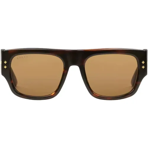 Unisex Quadratische Acetat-Sonnenbrille in Braun Tortoise , Herren, Größe: 54 MM - Gucci - Modalova