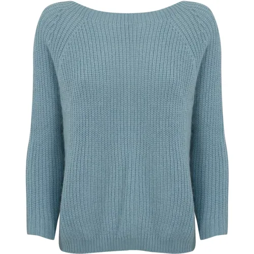 Blaue Mohair-Strickjacke mit Raglanärmeln , Damen, Größe: L - Max Mara Weekend - Modalova