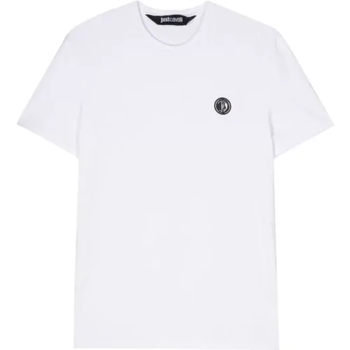 Weißes Logo T-Shirt , Herren, Größe: XL - Just Cavalli - Modalova