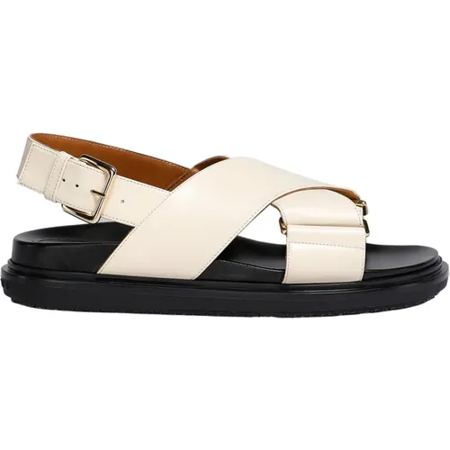 Iconic Leder Sandalen mit Kreuzriemen , Damen, Größe: 36 EU - Marni - Modalova