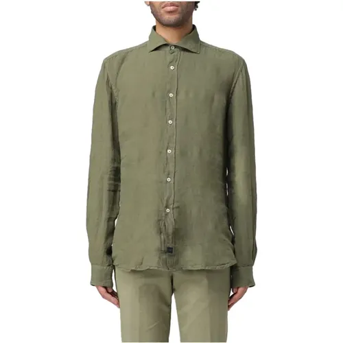 Linen French Collar Shirt , male, Sizes: M, 2XL, L, 4XL, XL - Fay - Modalova