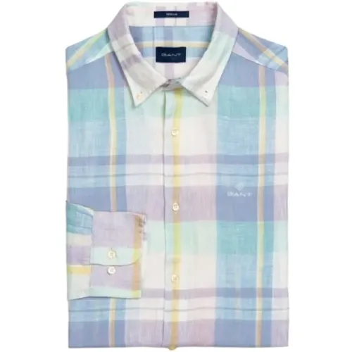 Linen Checkered Shirt , male, Sizes: M, 3XL - Gant - Modalova