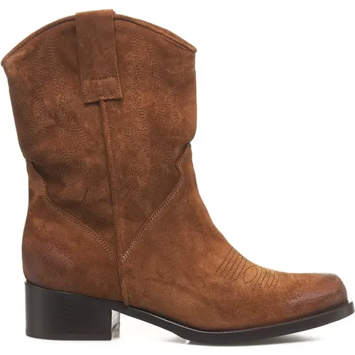 Bronze Western Ankle Boots - Curiosite - Modalova