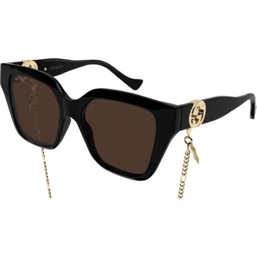 Fashion Inspired Chain Cat-Eye Sunglasses , unisex, Sizes: 54 MM - Gucci - Modalova