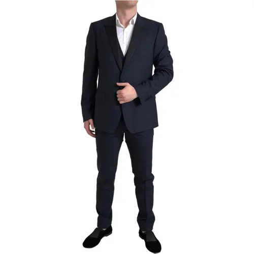 Blauer Slim Fit 2-teiliger Anzug - Dolce & Gabbana - Modalova