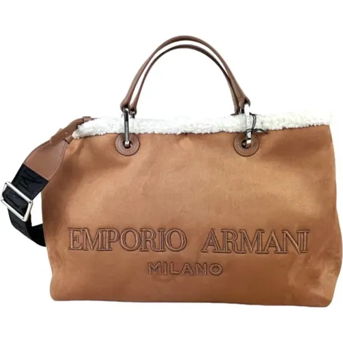 Stilvolle Damen-Shoppingtasche in biscotto/panna - Emporio Armani - Modalova