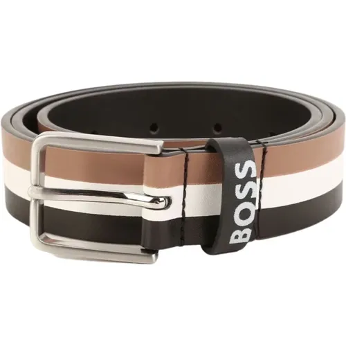 Leather Belt with Metal Logo , male, Sizes: 85 CM, 90 CM - Hugo Boss - Modalova