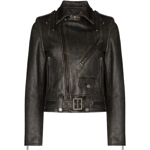 Leather Biker Jacket , female, Sizes: XS, S - Golden Goose - Modalova