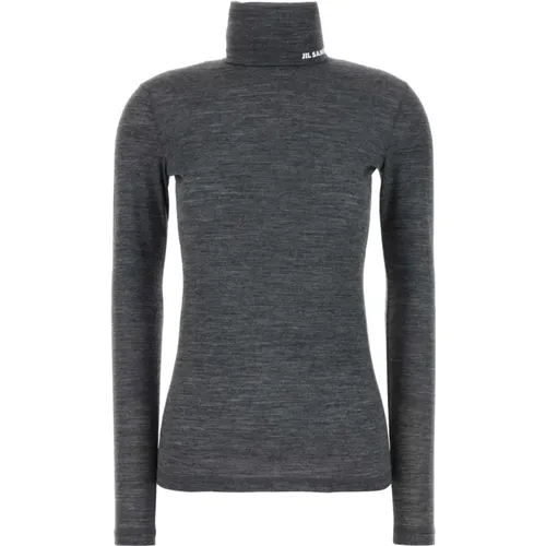 Dunkelgrauer Melange-Polyester-Blend-Pullover - Jil Sander - Modalova