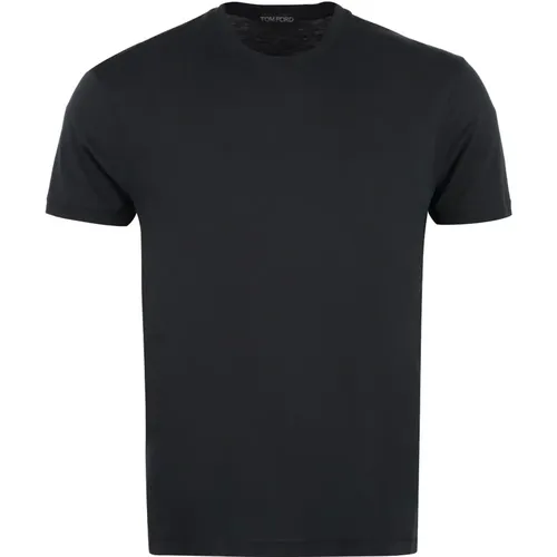 Geripptes Baumwoll-Crew-Neck T-Shirt , Herren, Größe: XL - Tom Ford - Modalova