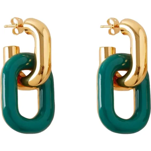Enamel Link Double Earrings, Lawn Green , female, Sizes: ONE SIZE - Mulberry - Modalova