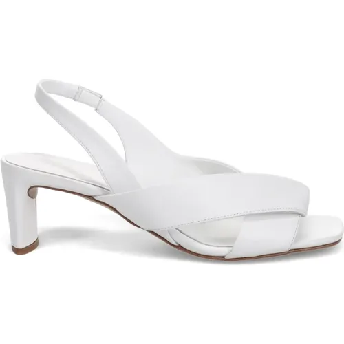 Weiße Leder Sandalen mit Überkreuzten Bändern - DEL Carlo - Modalova