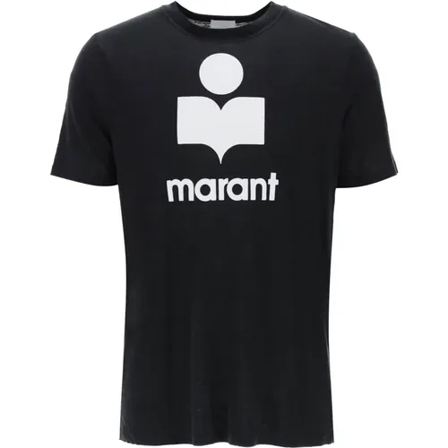 Logo Leinen T-Shirt mit Rundhalsausschnitt , Herren, Größe: M - Isabel marant - Modalova