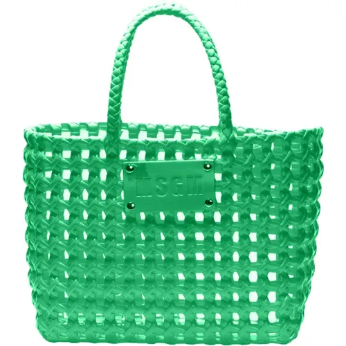 PVC Handbag with Shell Weaving , female, Sizes: ONE SIZE - Msgm - Modalova