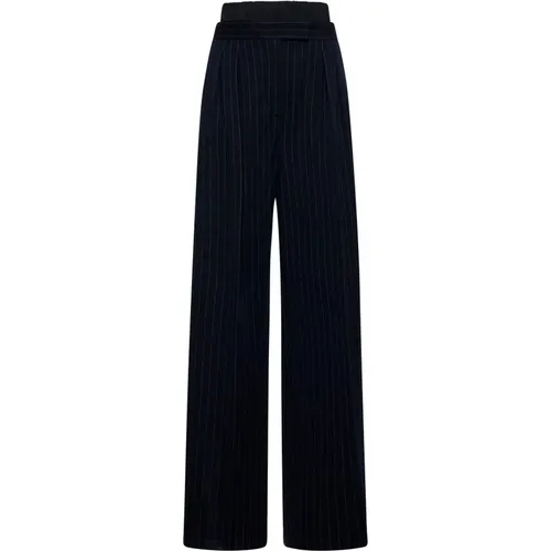 Pinstripe Navy Wide Leg Trousers , female, Sizes: M, S, 2XS, XS - Max Mara - Modalova