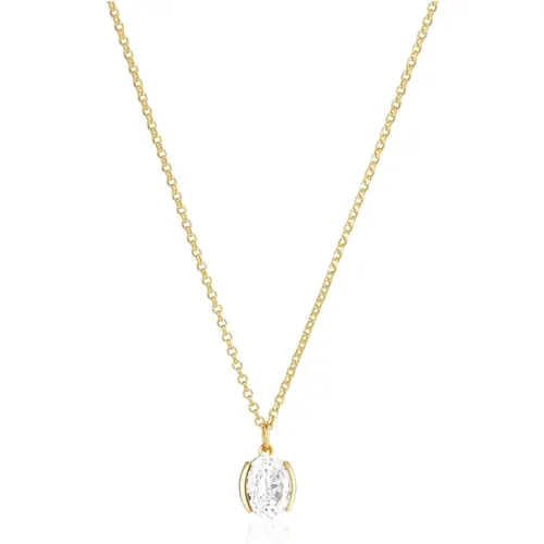 Halskette Ellisse Carezza - 18k vergoldet, mit weißen Zirkonia - Sif Jakobs Jewellery - Modalova