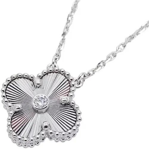 Silver Metal Necklace Alhambra Diamond , female, Sizes: ONE SIZE - Van Cleef & Arpels Pre-owned - Modalova