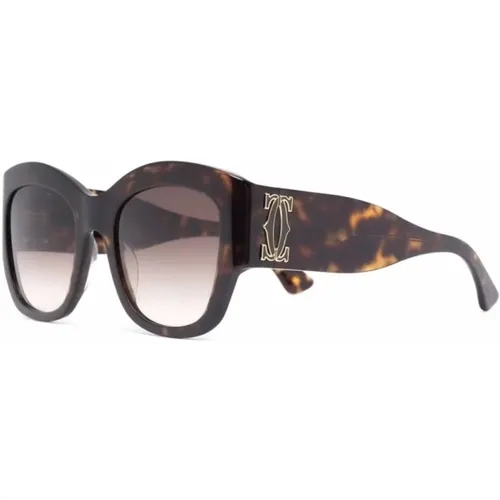 Braun/Havanna Sonnenbrille, vielseitig und stilvoll,CT0304S 001 Sonnenbrille - Cartier - Modalova