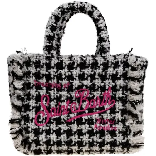 Klassische Houndstooth Tasche mit Reißverschluss , Damen, Größe: ONE Size - MC2 Saint Barth - Modalova