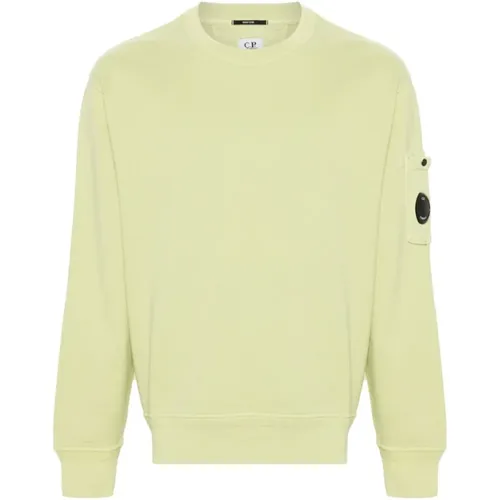 Acid Grüner Baumwollpullover mit Linsendetail , Herren, Größe: L - C.P. Company - Modalova