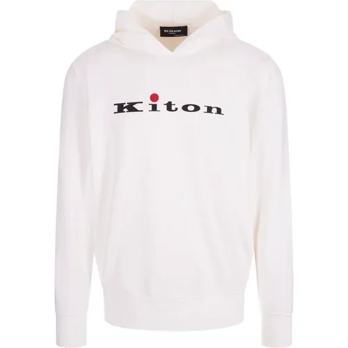 Cotton Hoodie with Printed Logo , male, Sizes: M, L, XL - Kiton - Modalova
