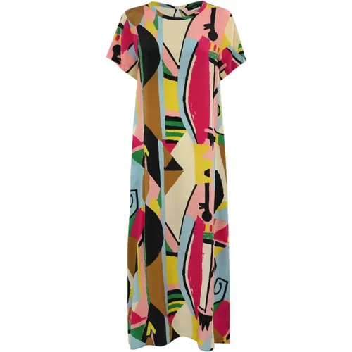 Silk Abstract Print Maxi Dress , female, Sizes: M, L, XS - Max Mara Weekend - Modalova