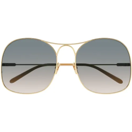 Gold Grüne Aviator Sonnenbrille , Damen, Größe: 59 MM - Chloé - Modalova