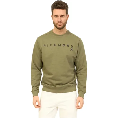 Cotton Crewneck Logo Sweater , male, Sizes: XL, S - Richmond - Modalova