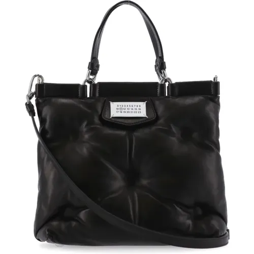 Schwarze Lederhandtasche Matelassè Effekt - Maison Margiela - Modalova