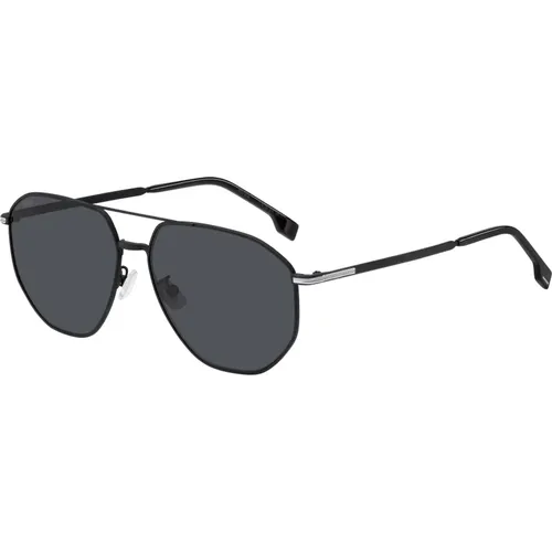 Matte Silver/Grey Sunglasses , male, Sizes: 61 MM - Hugo Boss - Modalova