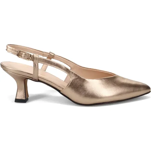 Golden Heel Leather Shoes , female, Sizes: 3 UK - Sangiorgio - Modalova