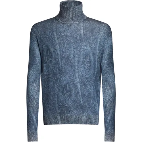 Blauer Paisley Rollkragenpullover - ETRO - Modalova