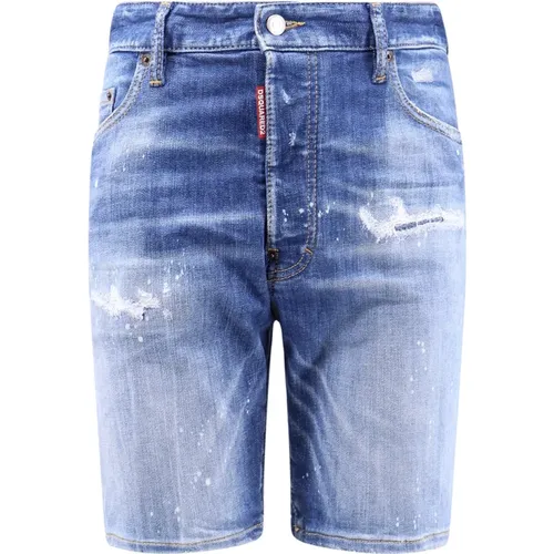 Denim Bermuda Shorts mit Logo-Knöpfen , Herren, Größe: L - Dsquared2 - Modalova