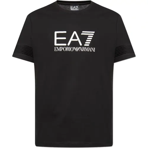 T-Shirt mit Logo , Herren, Größe: L - Emporio Armani EA7 - Modalova