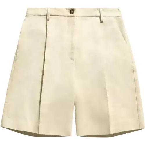 Cremefarbene Bermuda-Shorts mit Umschlägen , Damen, Größe: M - Fay - Modalova