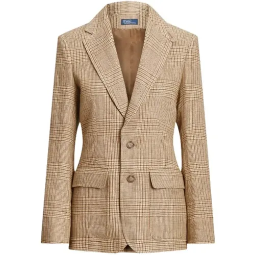 Linen Blazer with Button Closure and Flap Pockets , female, Sizes: XL - Polo Ralph Lauren - Modalova