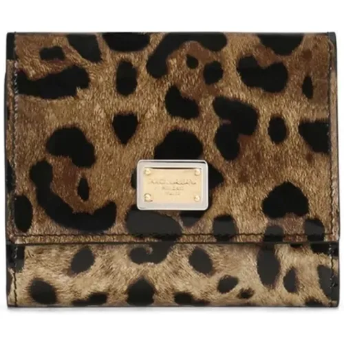 Bifold Geldbörsen mit Leopardenmuster , Damen, Größe: ONE Size - Dolce & Gabbana - Modalova