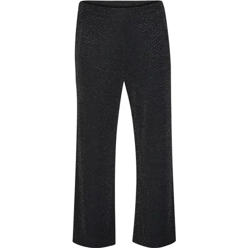 Schwarze Glitter Jersey Loose Fit Hose , Damen, Größe: L - Kaffe Curve - Modalova