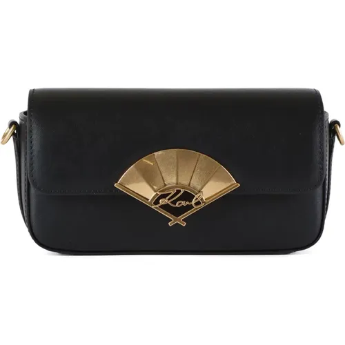 Leather Shoulder Bag K/Signature FAN , female, Sizes: ONE SIZE - Karl Lagerfeld - Modalova