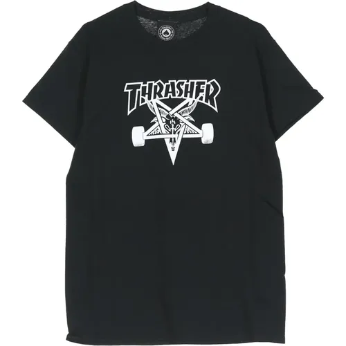 Skate Goat Tee Schwarz/Weiß Baumwoll T-shirt , Herren, Größe: M - Thrasher - Modalova