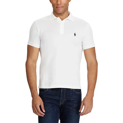 Weiße Slim Fit Stretch Mesh Polo T-Shirt , Herren, Größe: S - Ralph Lauren - Modalova