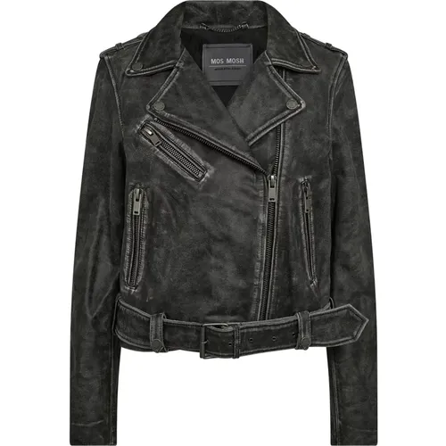 Stylish Biker Jacket Skind Phantom , female, Sizes: L, M, XL - MOS MOSH - Modalova